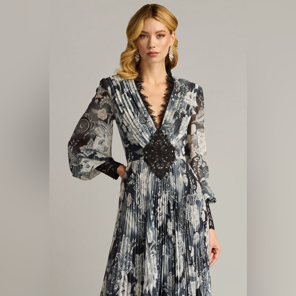 TADASHI SHOJI - AUDRA FLORAL PRINT CHIFFON GOWN - Picture 3 of 6